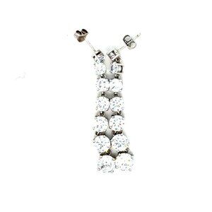 Dazzling 925 Silver Graduated Cz Dangle Earrings